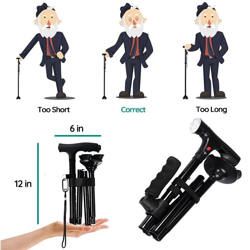 Folding walking stick with an LED light - product photo 10