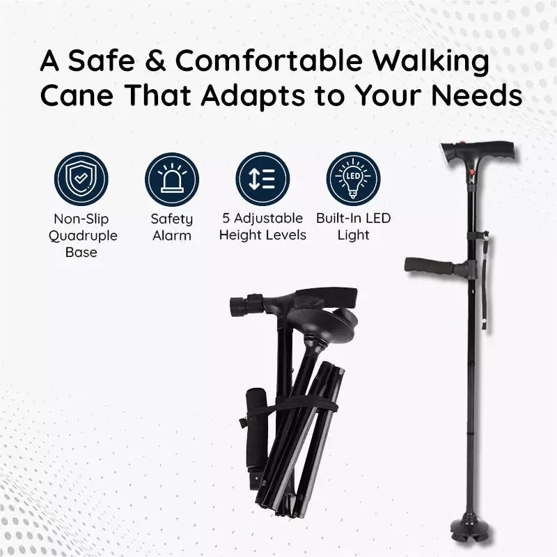 Folding walking stick with an LED light - product photo 4