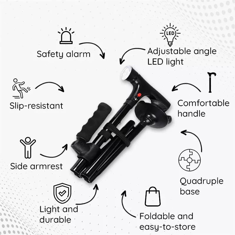 Folding walking stick with an LED light - product photo 9