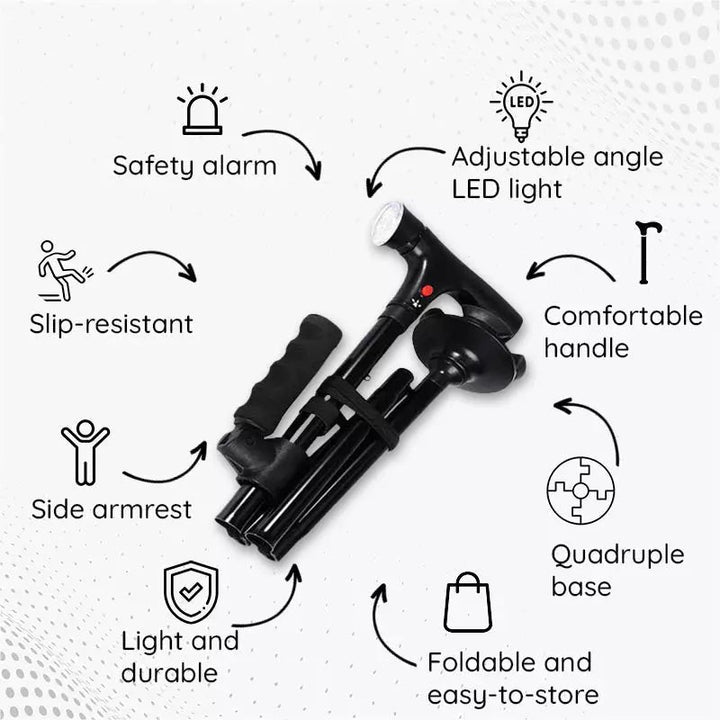 Folding walking stick with an LED light - product photo 9