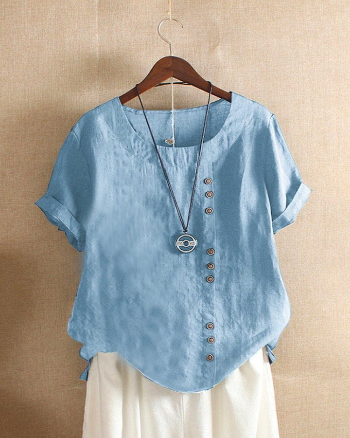 Julia | Women’s Short Sleeve Summer Blouse with Round Neck