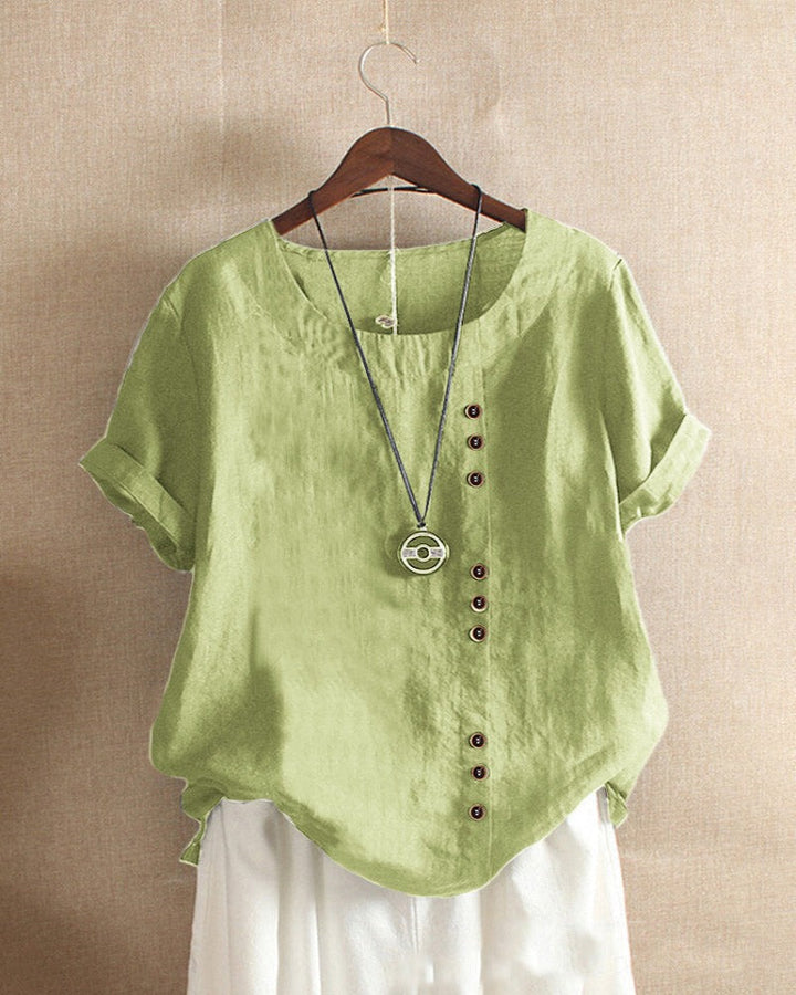 Julia | Women’s Short Sleeve Summer Blouse with Round Neck