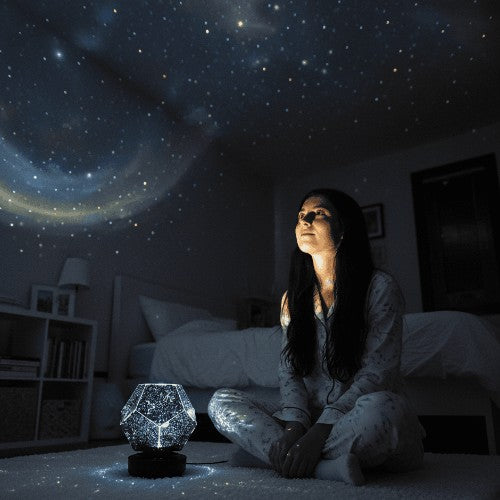 Galaxy projector casting stars across a ceiling - product photo 6