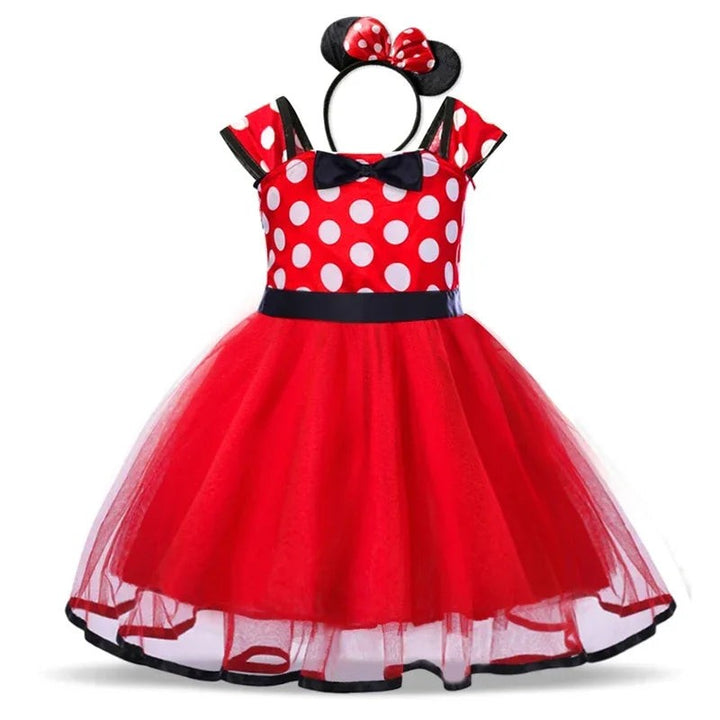Girls' polka dot dress costume with a headband - product photo 11