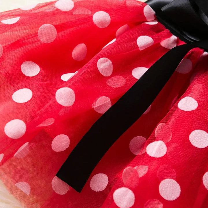 Girls' polka dot dress costume with a headband - product photo 5