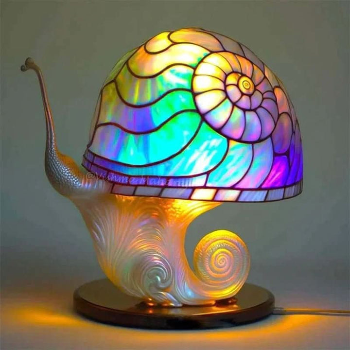 Glass mosaic table lamp glowing in warm colours - product photo 4