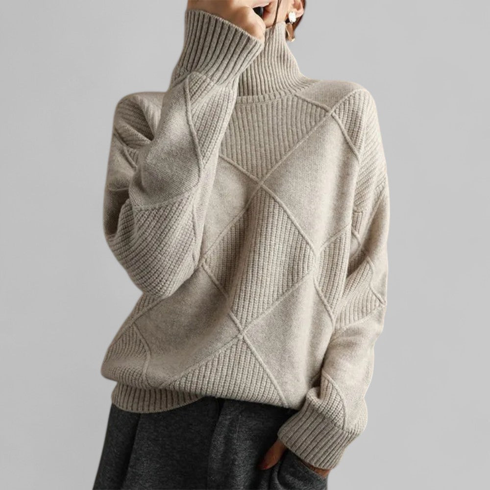 Nadia | Cozy Oversized Patterned Winter Turtleneck Sweater for Women