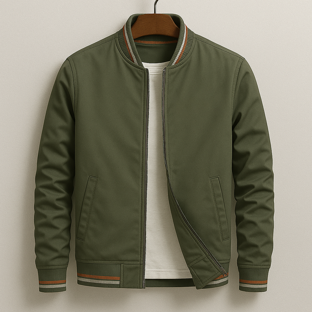 OLIVER | Men’s Classic Zip-Front Bomber Jacket With Ribbed Trim And Utility Pockets