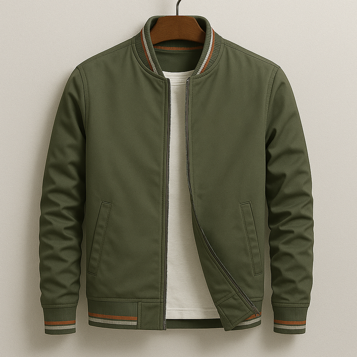 OLIVER | Men’s Classic Zip-Front Bomber Jacket With Ribbed Trim And Utility Pockets