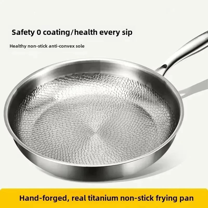 Hammered titanium-coated skillet on a hob - product photo 5