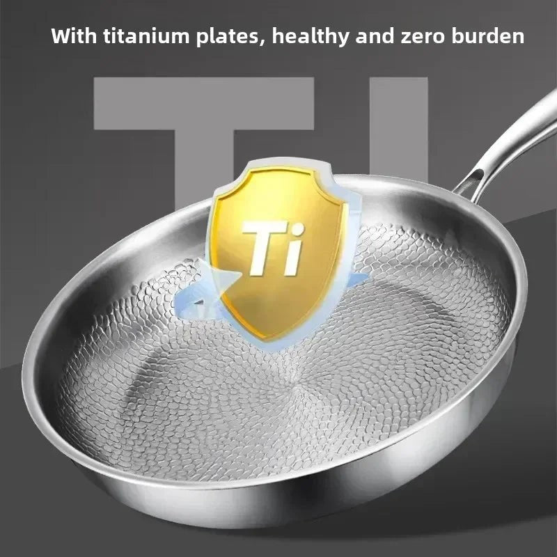 Hammered titanium-coated skillet on a hob - product photo 6