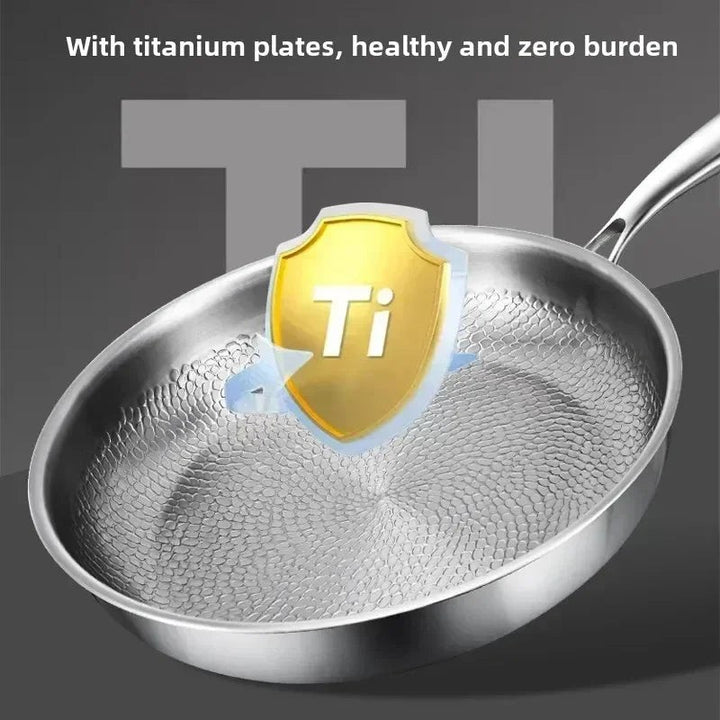 Hammered titanium-coated skillet on a hob - product photo 6