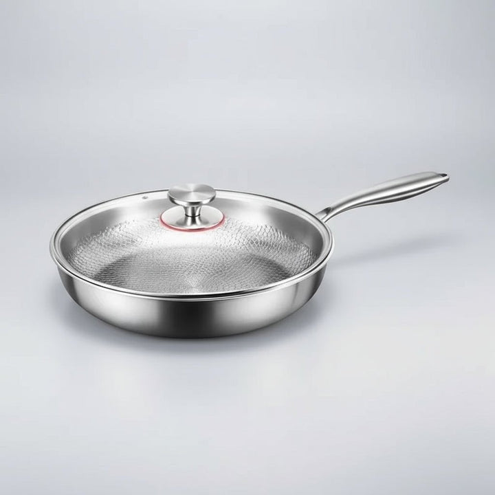 Hammered titanium-coated skillet on a hob - product photo 8