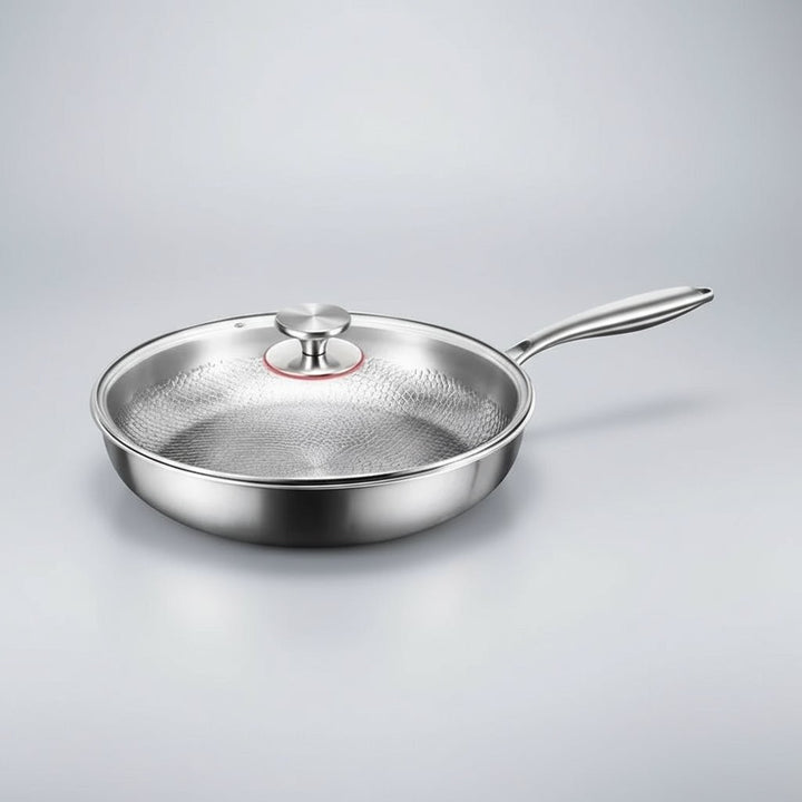 Hammered titanium-coated skillet on a hob - product photo 9
