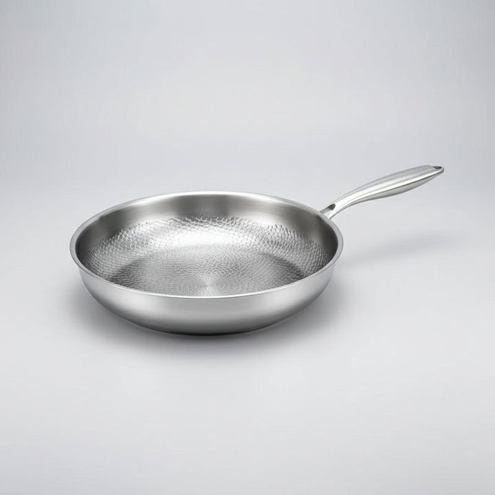 Hammered titanium non-stick frying pan with a dimpled cooking surface - product photo 7