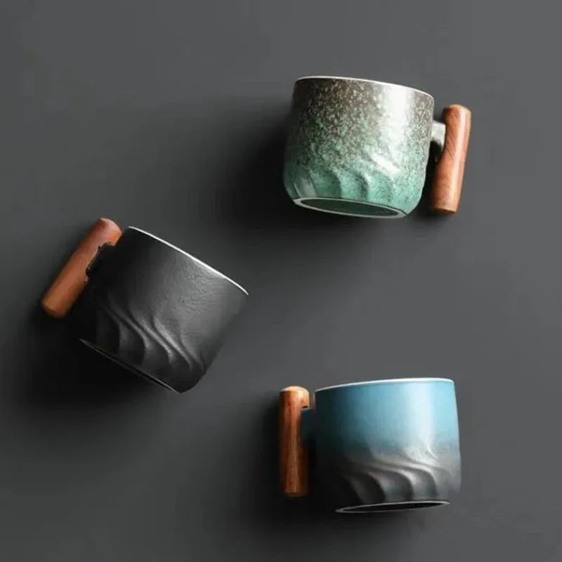 Handmade ceramic cup with a wooden handle - product photo 3