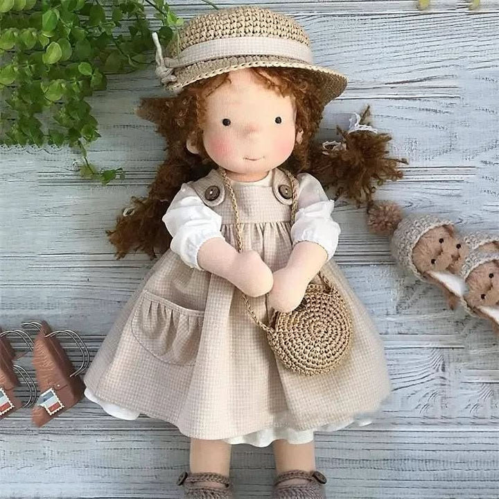 Handmade cotton Waldorf doll dressed in a knitted outfit - product photo 8