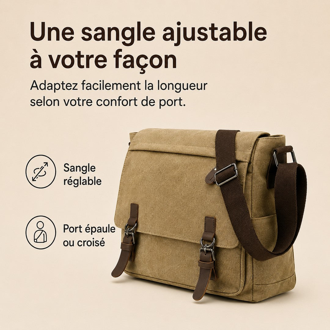 Heavy canvas shoulder bag with an adjustable strap - product photo 3
