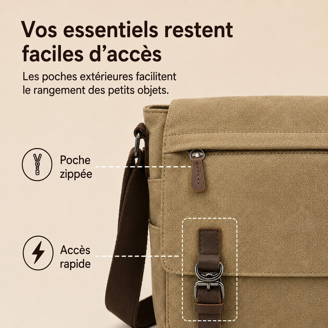 Heavy canvas shoulder bag with an adjustable strap - product photo 4