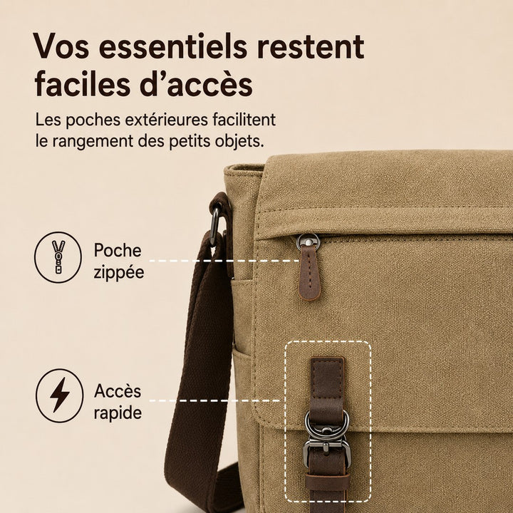 Heavy canvas shoulder bag with an adjustable strap - product photo 4