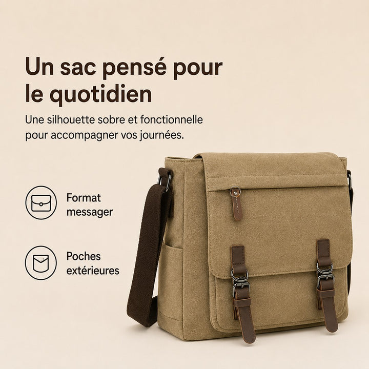 Heavy canvas shoulder bag with an adjustable strap - product photo 5