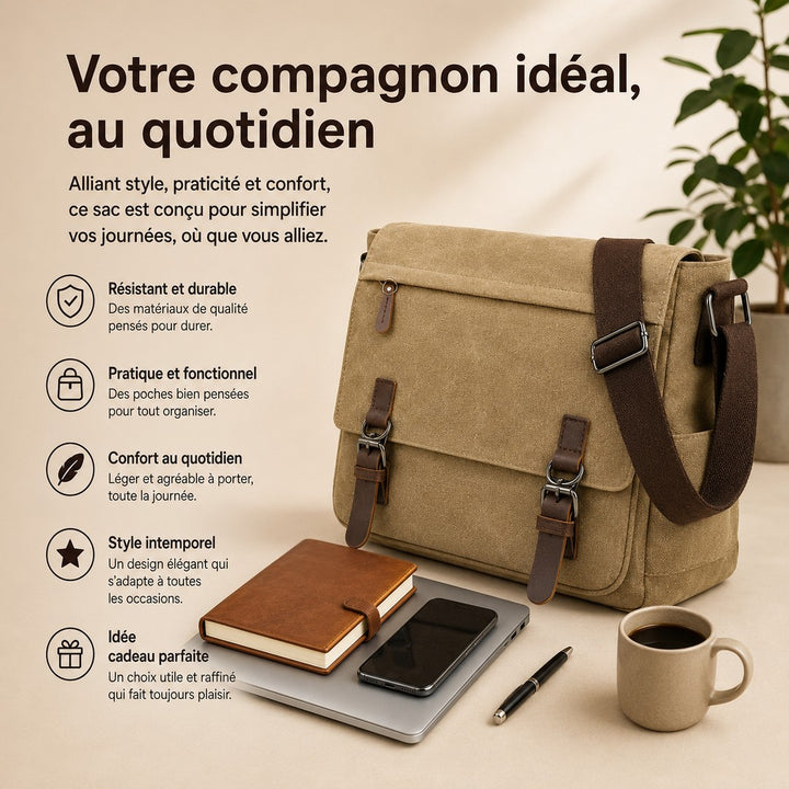 Heavy canvas shoulder bag with an adjustable strap - product photo 7