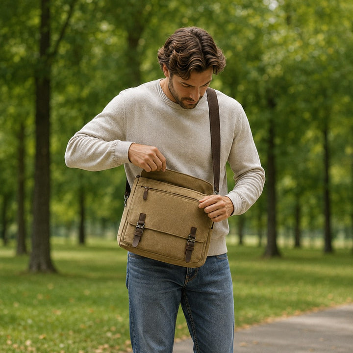 Heavy canvas shoulder bag with an adjustable strap - product photo 8