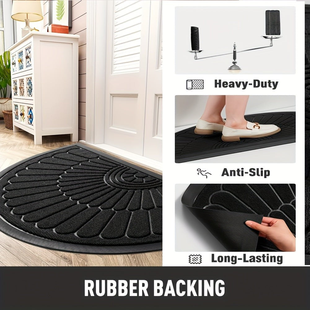 Half-round rubber doormat in front of a door - product photo 2