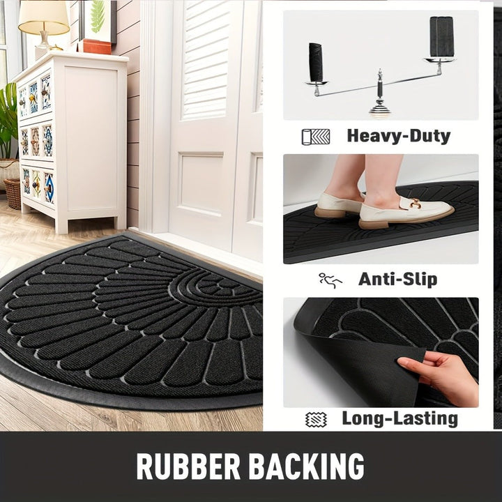 Half-round rubber doormat in front of a door - product photo 2