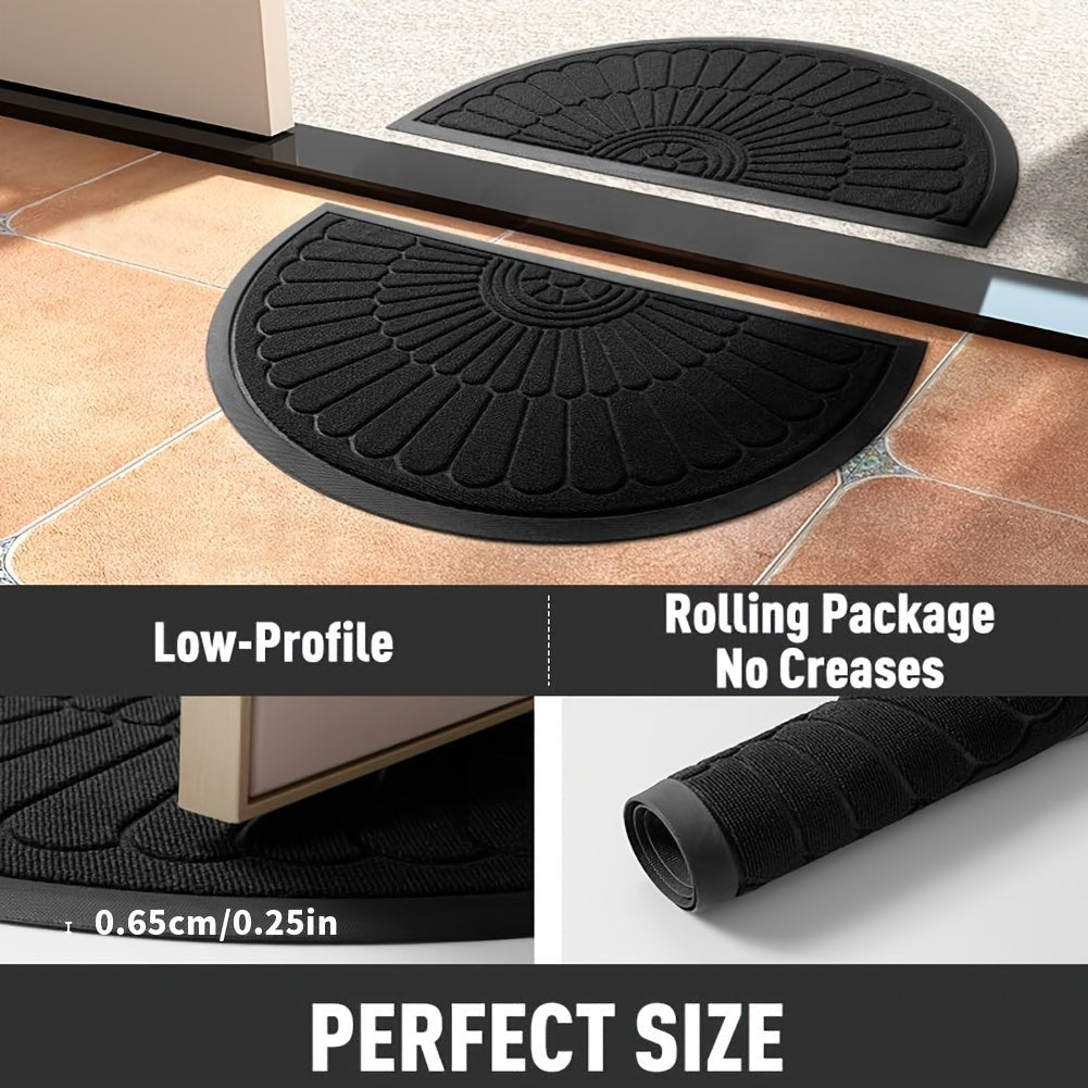 Half-round rubber doormat in front of a door - product photo 4