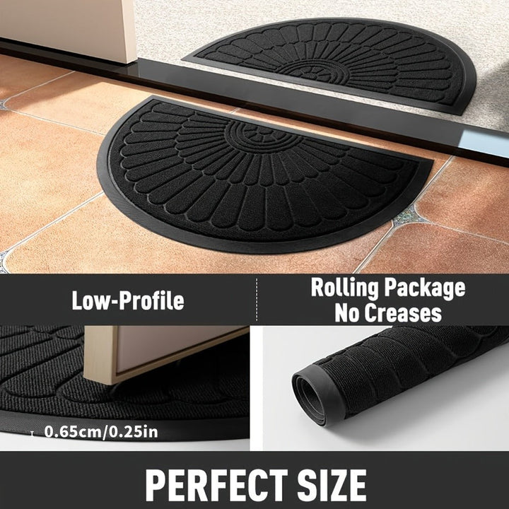 Half-round rubber doormat in front of a door - product photo 4