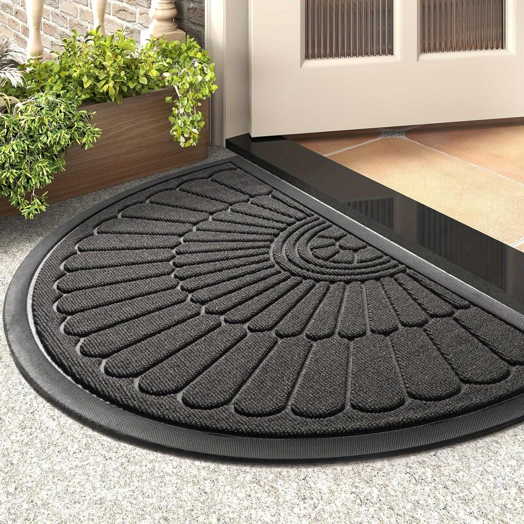 Half-round rubber doormat in front of a door - product photo 6