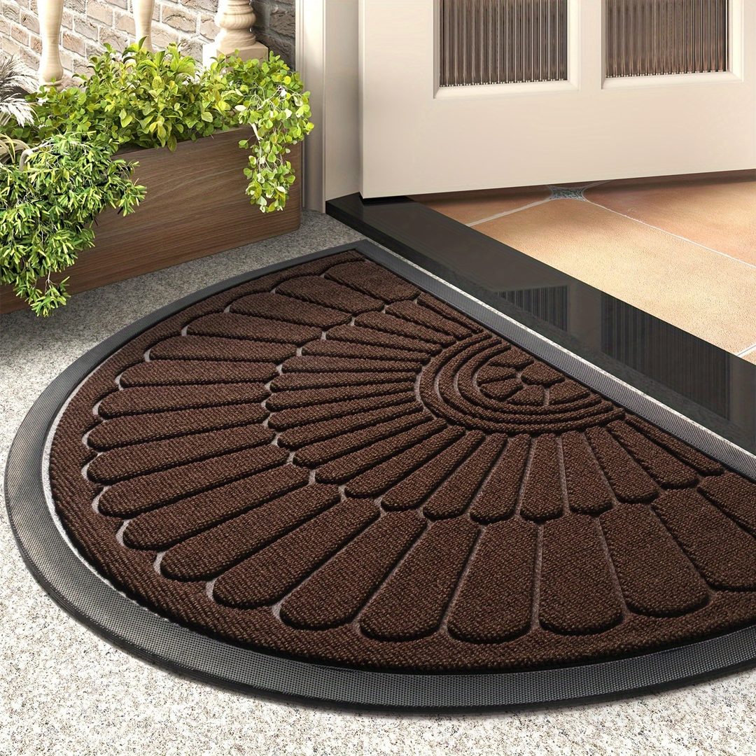 Half-round rubber doormat in front of a door - product photo 7