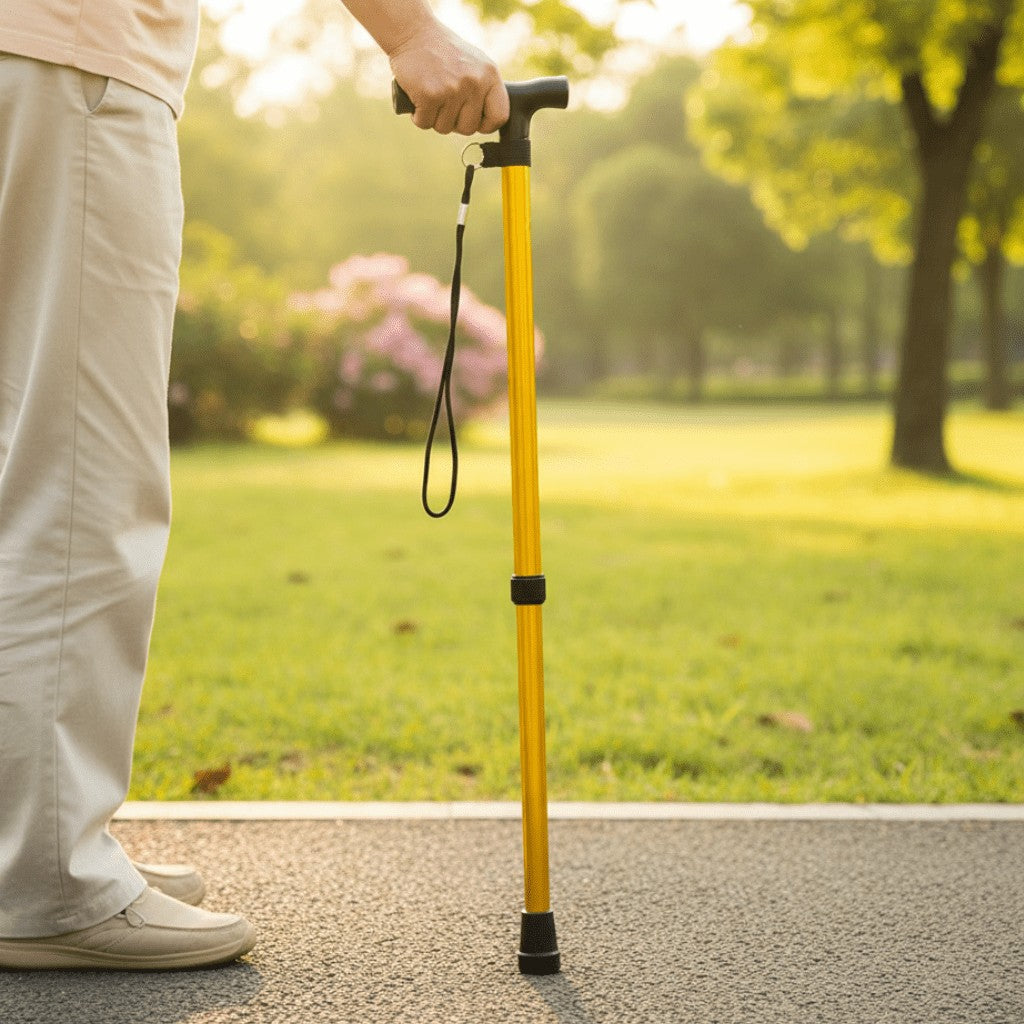 Height-adjustable aluminum walking cane with a non-slip tip - product photo 1