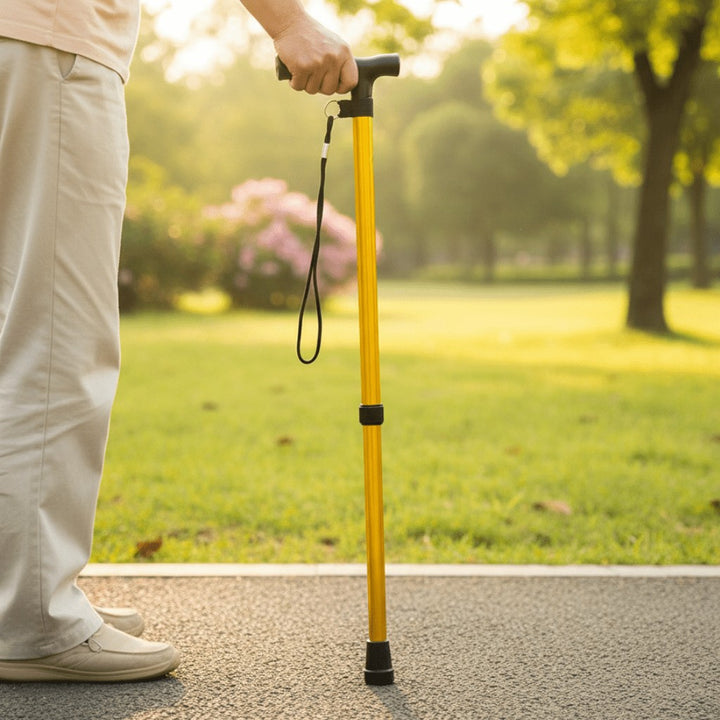 Height-adjustable aluminum walking cane with a non-slip tip - product photo 1