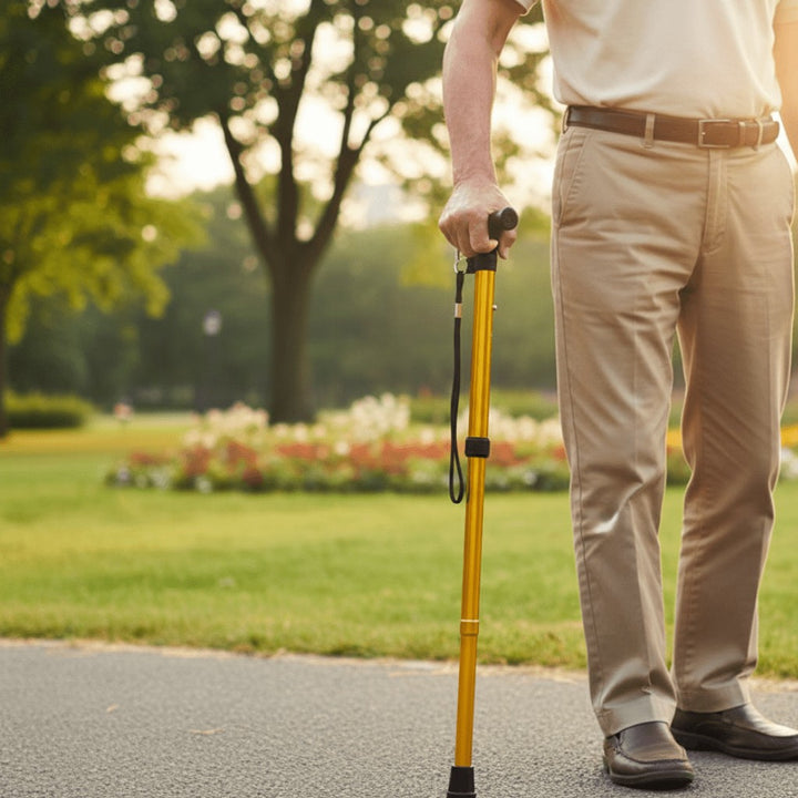 Height-adjustable aluminum walking cane with a non-slip tip - product photo 3