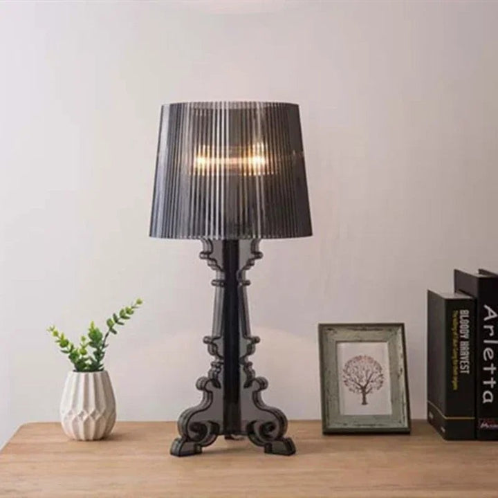 Height-adjustable table lamp with a pleated shade - product photo 1