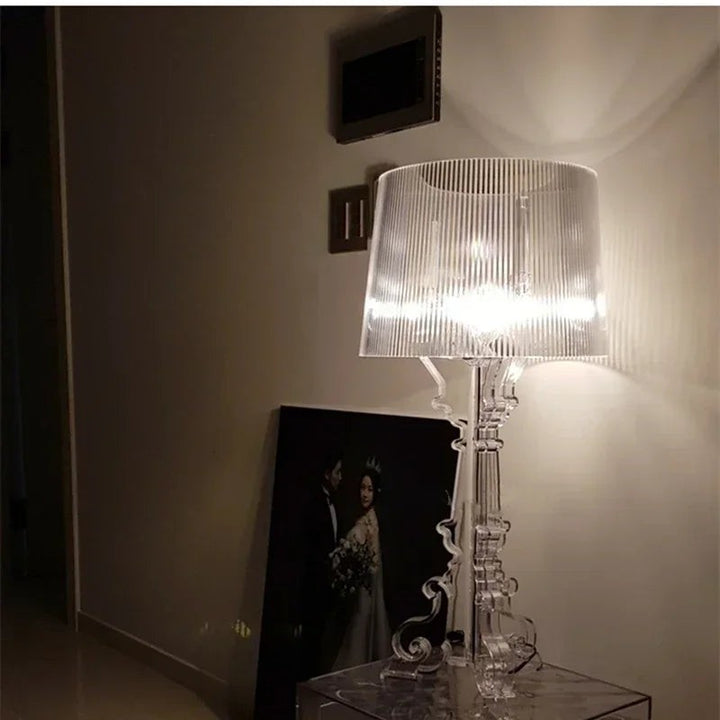 Height-adjustable table lamp with a pleated shade - product photo 4