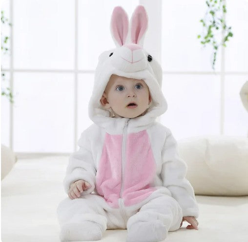 Hooded animal baby onesie with ears - product photo 10