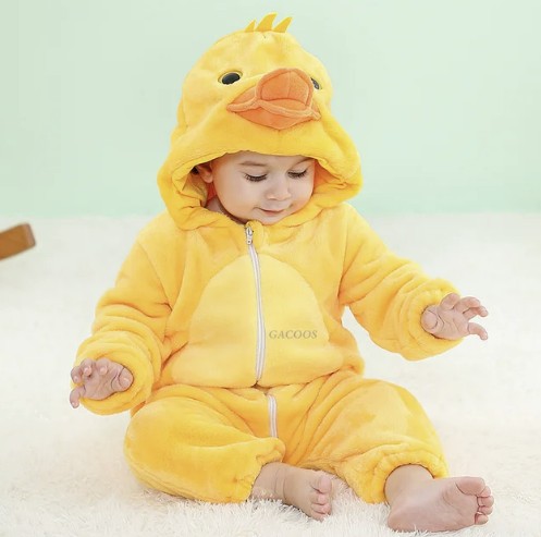 Hooded animal baby onesie with ears - product photo 11
