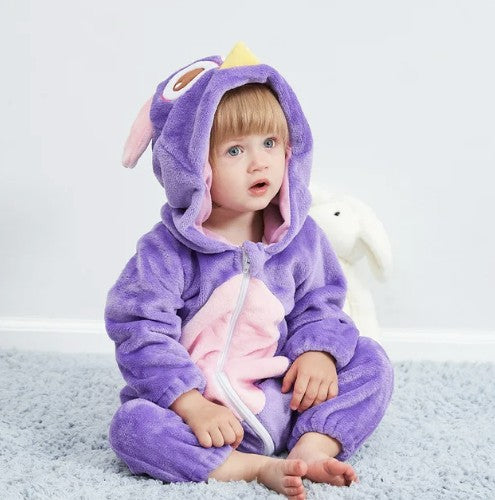 Hooded animal baby onesie with ears - product photo 13