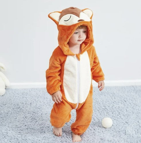 Hooded animal baby onesie with ears - product photo 14