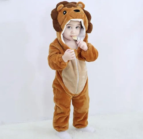 Hooded animal baby onesie with ears - product photo 15