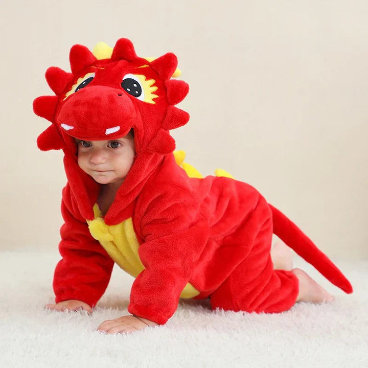 Hooded animal baby onesie with ears - product photo 16