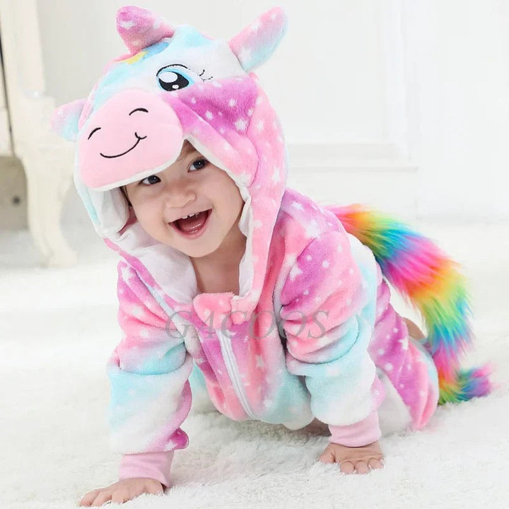 Hooded animal baby onesie with ears - product photo 18
