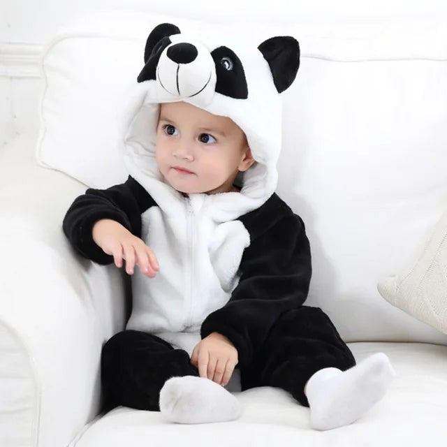 Hooded animal baby onesie with ears - product photo 2