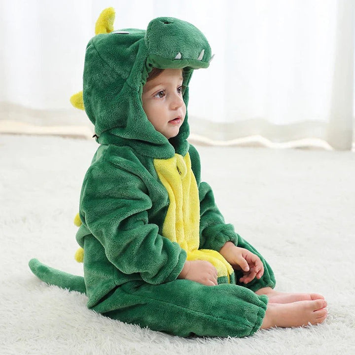 Hooded animal baby onesie with ears - product photo 3