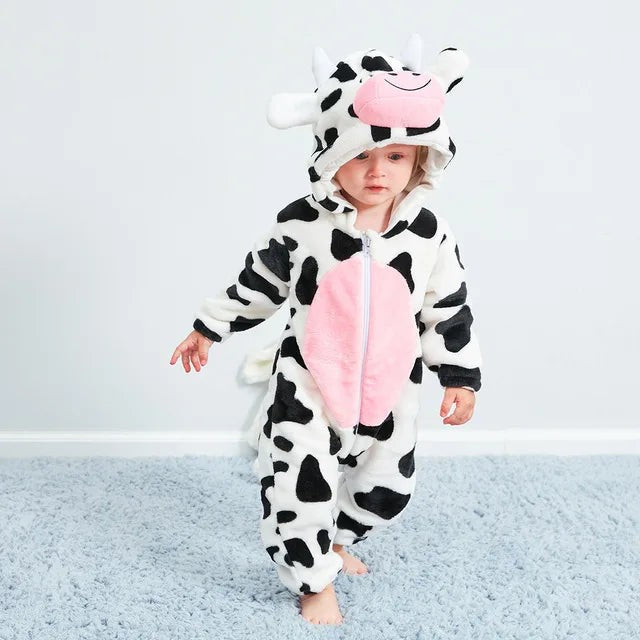Hooded animal baby onesie with ears - product photo 5