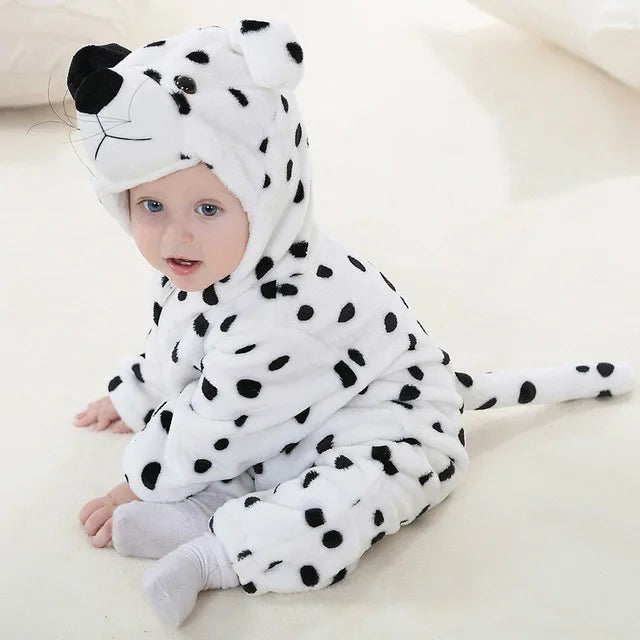 Hooded animal baby onesie with ears - product photo 7