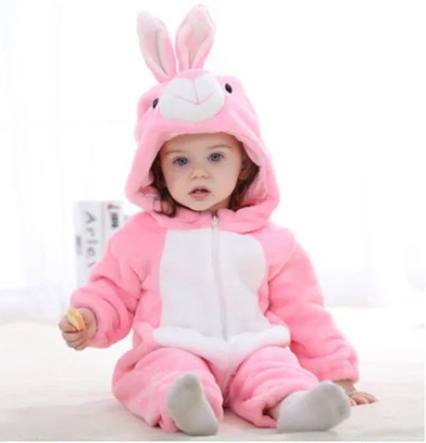 Hooded animal baby onesie with ears - product photo 8